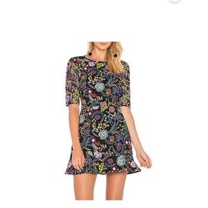 SALONI Womens Black Mini Dress | Floral Celia Lined Embroidered | SZ 0